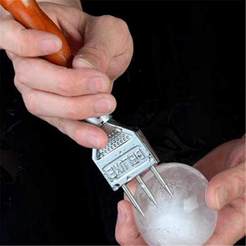 Bartender Ice Pick Crusher, Three Pronged Picker Professional Bar  and  Wine Tools for Kitchen, 7.2 Inch Stainless Steel Ice Crusher with Wood Handle, Japanese Style Ice Anvil Ice Chipper Hammer (1PC)