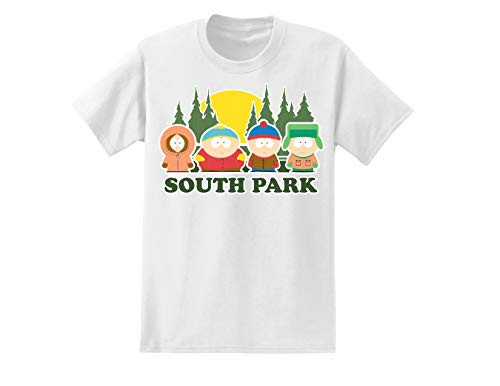 South Park Mens Logo Shirt - Cartman, Kenny, Kyle  and  Stan Tee - Classic T-Shirt (Beige, Large)