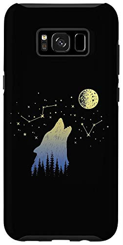 Galaxy S8plus Wolf Howling at Stars Constellations and Moon Gift Case