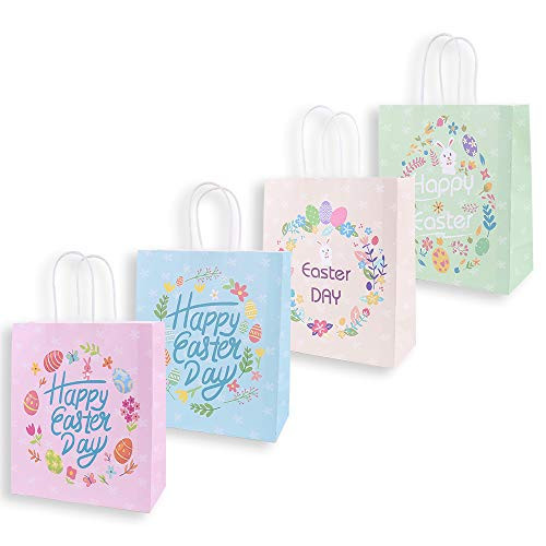 KEPATO 12 PCS Easter Paper Gift Bag Egg Design for Easter Egg Hunts, Party Favors, Packaging, Gifts