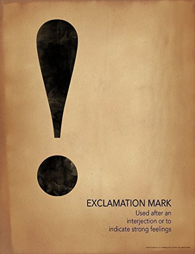 Exclamation Mark, Writing, Punctuation and Grammar Art Print. Fine Art Paper, Laminated, or Framed. Multiple Sizes Available