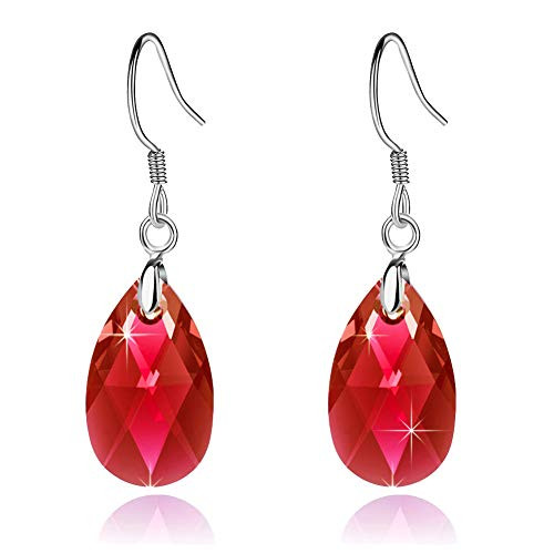 Teardrop Swarovski Crystal Drop Dangle Earrings for Women 925 Sterling Silver Hook Hypoallergenic Earring (Red) Teardrop Swarovski Crystal Drop Dangle Earrings for Women 925 Sterling Silver Hook Hypoallergenic Earring (Red)