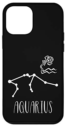 iPhone 12 mini Aquarius Constellation Star Sign Black Minimal Zodiac Design Case