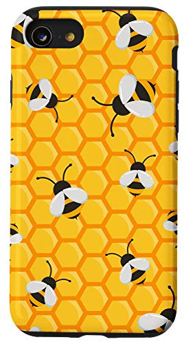 iPhone SE (2020) / 7 / 8 Honey Bee Animated Cute Honey Comb Bee Themed Bee Lover Gift Case