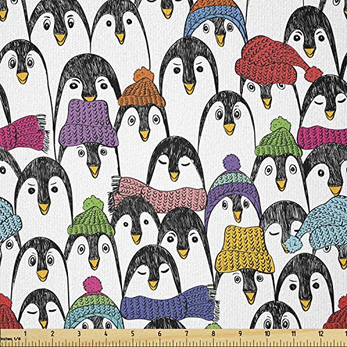 Ambesonne Sea Animals Fabric by The Yard, Pattern Penguins in Colorful Hats and Scarfs Cold Winter Fun Art, Stretch Knit Fabric for Clothing Sewing and Arts Crafts, 1 Yard, Black Yellow Ambesonne Sea Animals Fabric by The Yard, Pattern Penguins in Colorful Hats and Scarfs Cold Winter Fun Art, Stretch Knit Fabric for Clothing Sewing and Arts Crafts, 1 Yard, Black Yellow