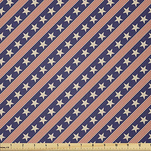 Ambesonne Prehistoric Country Fabric by The Yard, Patriotic Star Pattern in Diagonal Stripes National Theme Print, Stretch Knit Fabric for Clothing Sewing and Arts Crafts, 1 Yard, Coral Cream Ambesonne Prehistoric Country Fabric by The Yard, Patriotic Star Pattern in Diagonal Stripes National Theme Print, Stretch Knit Fabric for Clothing Sewing and Arts Crafts, 1 Yard, Coral Cream