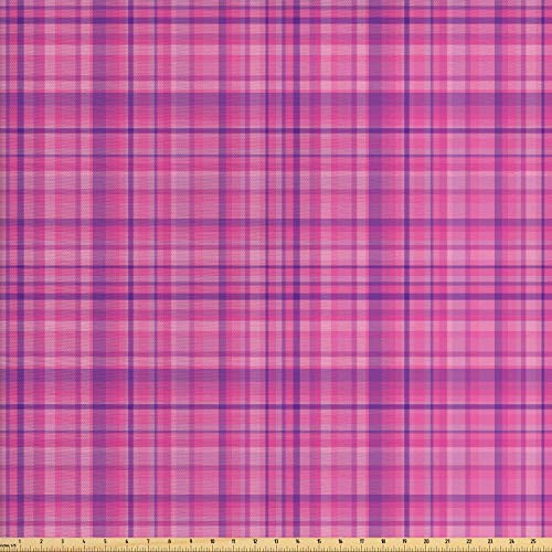 Ambesonne Violet Fabric by The Yard, Monochromatic Checkered Plaid Tartan Stripes Geometrical Pinkish Pattern, Decorative Fabric for Upholstery and Home Accents, 1 Yard, Pink Fuchsia Ambesonne Violet Fabric by The Yard, Monochromatic Checkered Plaid Tartan Stripes Geometrical Pinkish Pattern, Decorative Fabric for Upholstery and Home Accents, 1 Yard, Pink Fuchsia