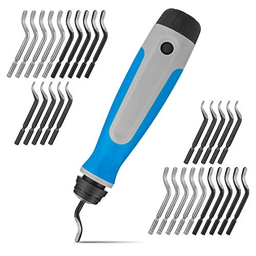 Metal Deburring Tool Kit Set, 30 Pcs Deburring Blades  and  a Heavy Duty Swivel Handle, Pipe Deburring Tool for Soft Metal (Aluminum, Copper), Wood, Plastic Burr Removing by STARVAST