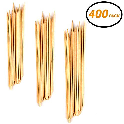 Srenta 6" Premium Natural BBQ Bamboo Skewers Sticks for Shish Kabob, Grill, Appetizer, Fruit, Corn, Chocolate Fountain, Cocktail and More, 400 Pcs