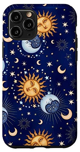 iPhone 11 Pro Cute Celestial Night Sky Sun Moon Stars Pattern Case
