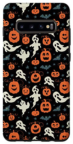 Galaxy S10plus Spooky Colorful Pumpkins Ghosts Bats Stars Halloween Pattern Case