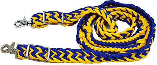 CHALLENGER Horse Knotted Braided Nylon Roping Western Barrel Reins Saddle Tack Rodeo 60774