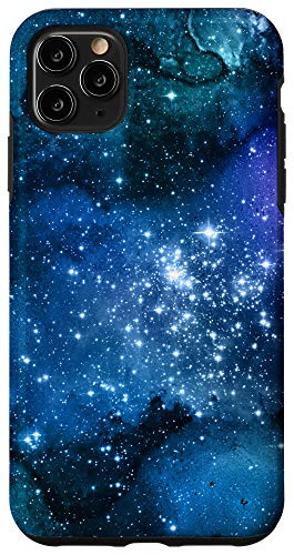 iPhone 11 Pro Max Blue Night Sky Bold Watercolor Space and Stars Pattern Case