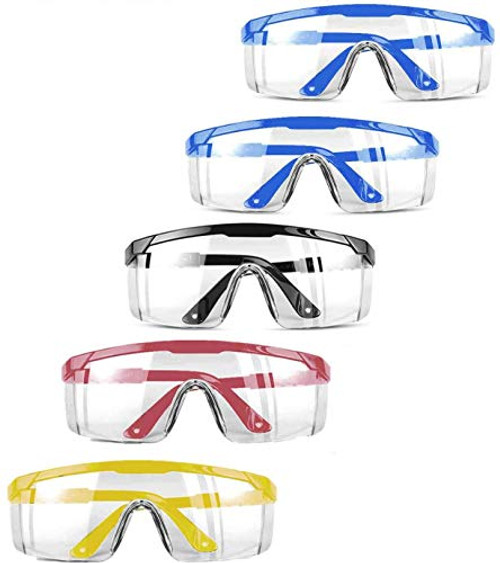 5PACK Safety Goggles, Glasses Eyes Protection Goggles Protective Eyewear Safety Goggles Clear Anti-fog/Anti-Scratch Safety Glasses Mixed Color