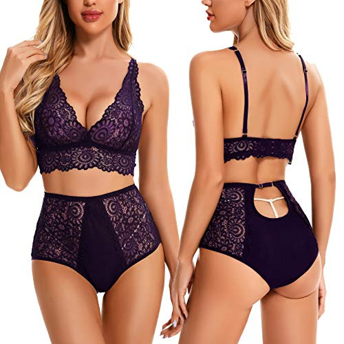 Racicio Lace Lingerie for Women Bra and Panty Lace Teddy Strap Babydoll Bodysuit Lace Nightwear Outfits Purple XX-Large Racicio Lace Lingerie for Women Bra and Panty Lace Teddy Strap Babydoll Bodysuit Lace Nightwear Outfits Purple XX-Large