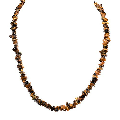 Zenergy Gems Charged 18 inch Natural Golden Yellow Tiger Eye Crystal Necklace Tumble Polished plus Selenite Charging Heart  Included