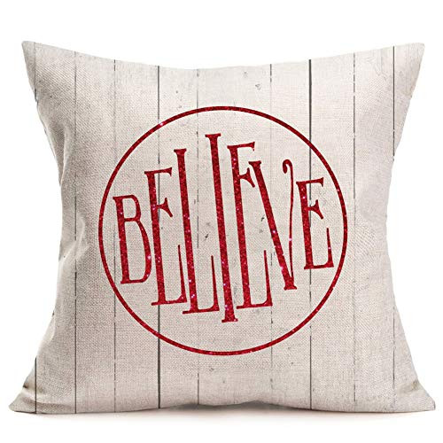Asamour Christmas Quotes Decorative Pillow Covers Xmas Greetings Wood Snowflake Cotton Linen Throw Pillow Cushion Cover Home Sofa Pillowcase 18x18 (Believe) Asamour Christmas Quotes Decorative Pillow Covers Xmas Greetings Wood Snowflake Cotton Linen Throw Pillow Cushion Cover Home Sofa Pillowcase 18x18 (Believe)