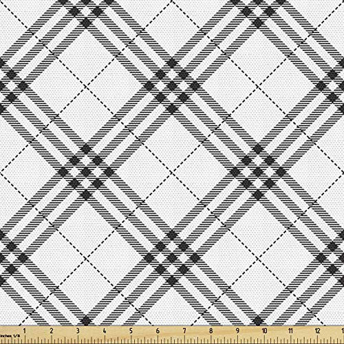 Ambesonne Plaid Fabric by The Yard, Monochromatic Diagonal Pattern with Checks and Stripes Dashed Lines Celtic Classic, Decorative Fabric for Upholstery and Home Accents, 1 Yard, Grey Black Ambesonne Plaid Fabric by The Yard, Monochromatic Diagonal Pattern with Checks and Stripes Dashed Lines Celtic Classic, Decorative Fabric for Upholstery and Home Accents, 1 Yard, Grey Black