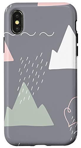iPhone X/XS Slate Gray with Abstract Pink and Green Mountain Pattern Case