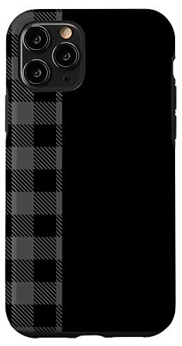 iPhone 11 Pro Grey Gray Buffalo Check Flannel Plaid Stripe On Black Case