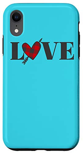 iPhone XR Love Buffalo Plaid Check Heart Valentines Day Case