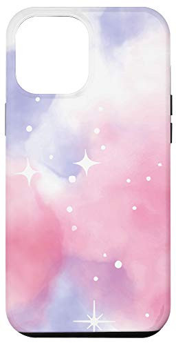 iPhone 12 Pro Max Watercolor Nebula Galaxy Stars Pastel Pink Purple Clouds Case
