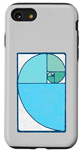 iPhone SE (2020) / 7 / 8 Cool Blue Fibonacci Sequence Golden Ratio Spiral Distressed Case