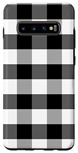Galaxy S10plus Goliath Jet Black Gingham Check Square Pattern Case