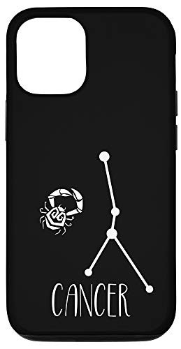 iPhone 12/12 Pro Cancer Constellation Star Sign Black Minimal Zodiac Design Case