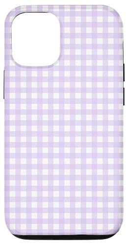 iPhone 12/12 Pro Pastel Lavender Purple Gingham Kawaii Cottagecore Aesthetic Case