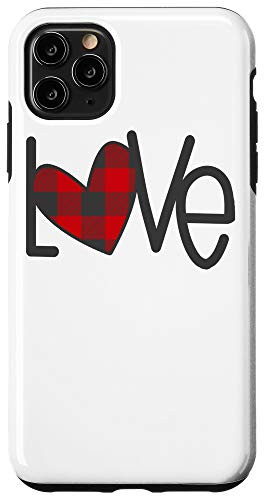 iPhone 11 Pro Max Love Buffalo Plaid Check Heart Valentines Day Case