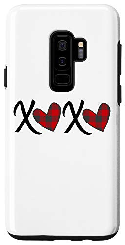 Galaxy S9plus Love XOXO Buffalo Plaid Check Heart Valentines Day Case