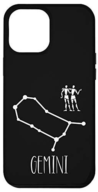 iPhone 12 Pro Max Gemini Constellation Star Sign Black Minimal Zodiac Design Case