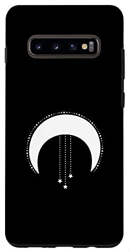 Galaxy S10plus Moon and stars celestial black and white minimal design Case