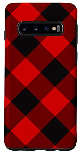 Galaxy S10 Red Black Buffalo Flannel Check Plaid Gingham Quilt Pattern Case
