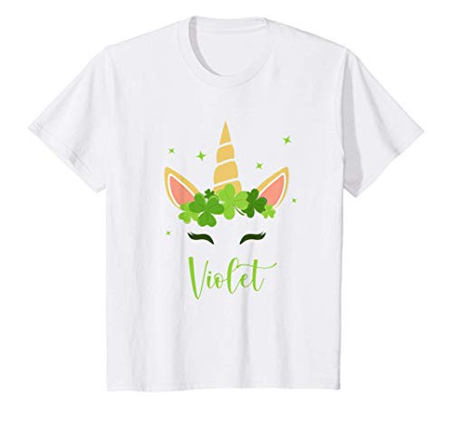 Kids Violet Lepricorn St Patricks Day Girls Cute Unicorn T-Shirt