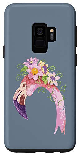 Galaxy S9 Flamingo Watercolor Slate Gray Case