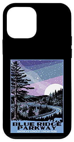 iPhone 12 mini Blue Ridge Parkway at Night WPA Style Vintage Stars  and  Moon Case