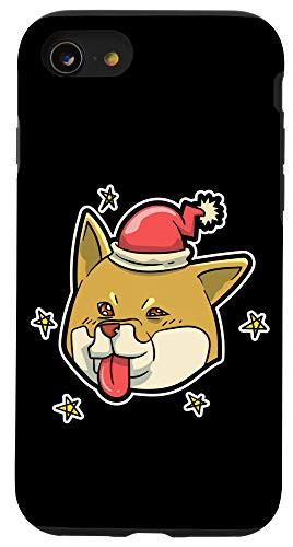 iPhone SE (2020) / 7 / 8 Christmas Ainu Dog Canis Lupus Image Wearing Santa Hat Stars Case
