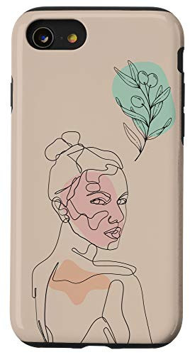 iPhone SE (2020) / 7 / 8 Abstract Minimalist Woman Face Line Art Pastel Beige Phone Case