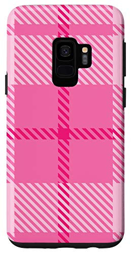 Galaxy S9 Pink White Buffalo Check Plaid Gingham Quilt Pattern Case