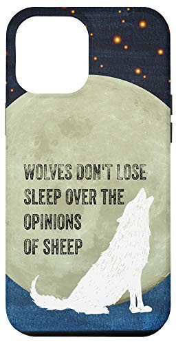 iPhone 12 Pro Max White Wolf Howling at the Moon Phone Case,Sky Blue Wolf Star Case