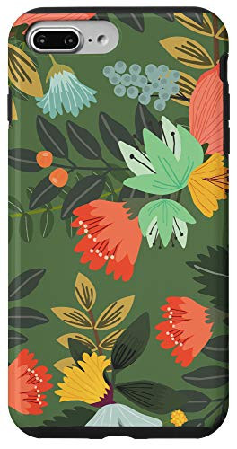 iPhone 7 Plus/8 Plus Cute Colorful Floral  and  Botanical Pattern - Olive Green Case