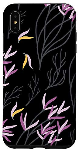 iPhone XS Max Black With Violet Purple and Yellow Flowers Floral Pattern Case