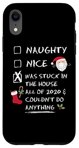 iPhone XR Naughty Nice Christmas 2020 QUARANTINE Checklist Mask Santa Case
