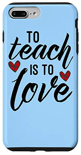 iPhone 7 Plus/8 Plus To Teach is to Love Buffalo Plaid Check Heart Valentines Day Case