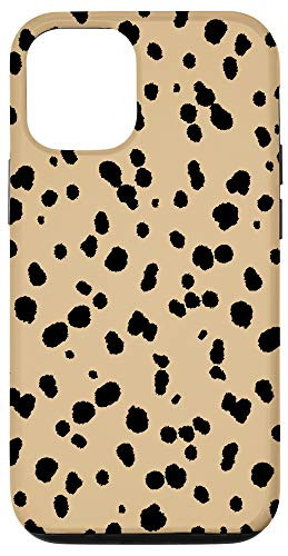 iPhone 12/12 Pro Dalmatian Pattern Black Beige Brown Brush Polka Dots Case