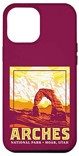 iPhone 12 Pro Max Arches National Park Retro WPA Style Vintage Graphic Case