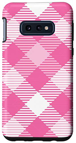 Galaxy S10e Pink White Buffalo Check Plaid Gingham Quilt Pattern Case