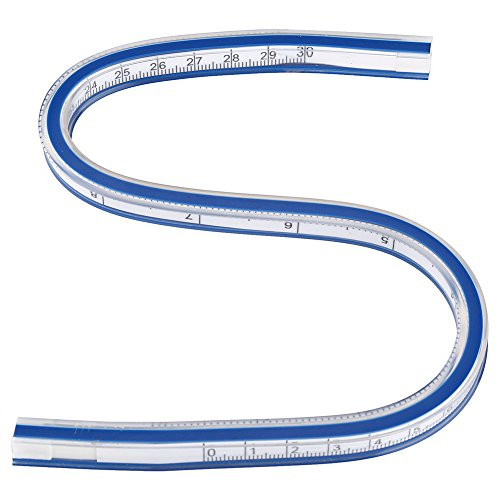 Akozon Flexible Curve Ruler, Plastic Blue White Curve Flex Design Ruler for Engineering Drawing, Design Graphics, 12 Inch, 24 Inch Optional(12inch/30cm)